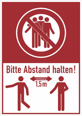 Schild "Abstand Halten", Hartkunststoffplatte
