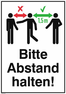 Schild "Bitte Abstand halten"