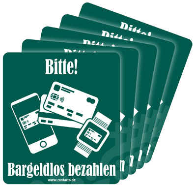 Schild ''Bargeldlos Zahlen''