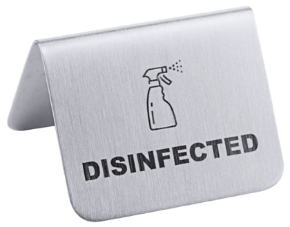 Schild, Disinfected