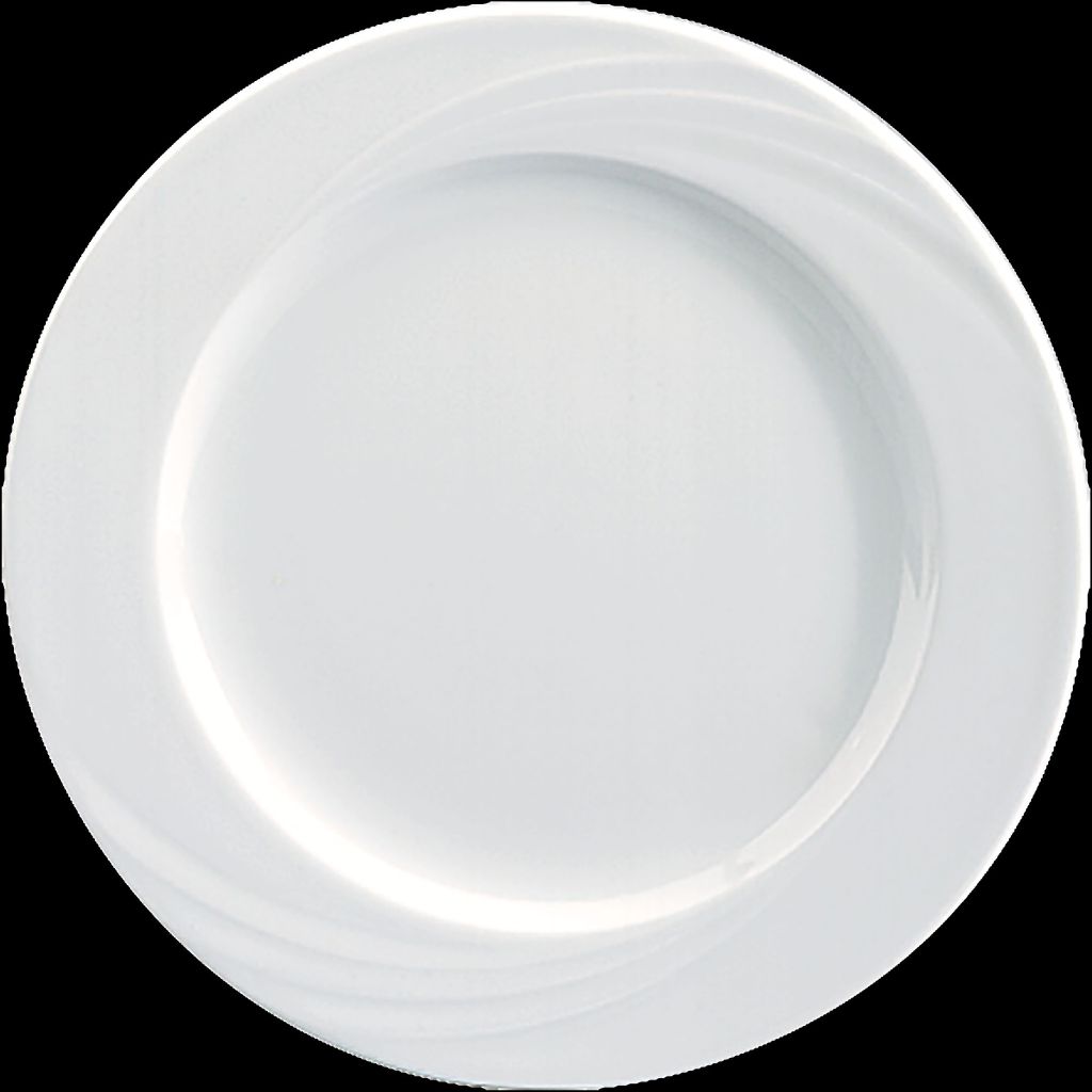 Teller DONNA flach, rund mit Fahne und Relief