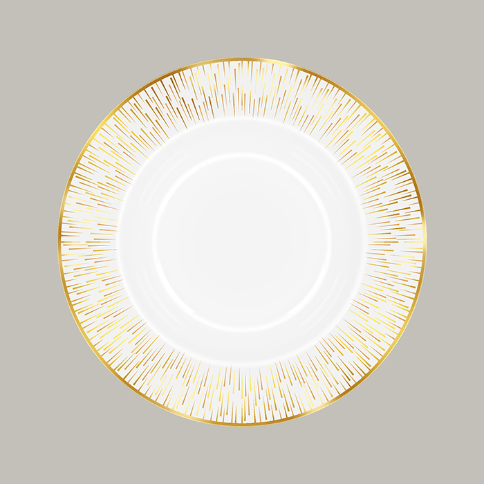 Teller GOLD DROP tief, rund mit Rand