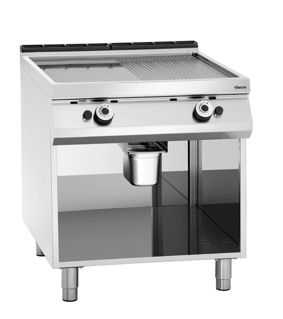 Griddleplatte Gas 900, halb glatt/halb gerillt